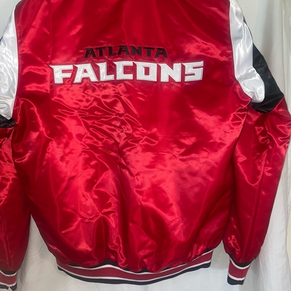 Men’s Starter Atlanta Falcons Varsity Red Satin Snap Jacket Size Large New w/Tag - Picture 7 of 10